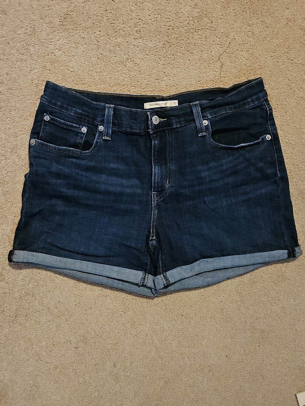 Dark Wash Denim Roll-Cuff Women’s Shorts